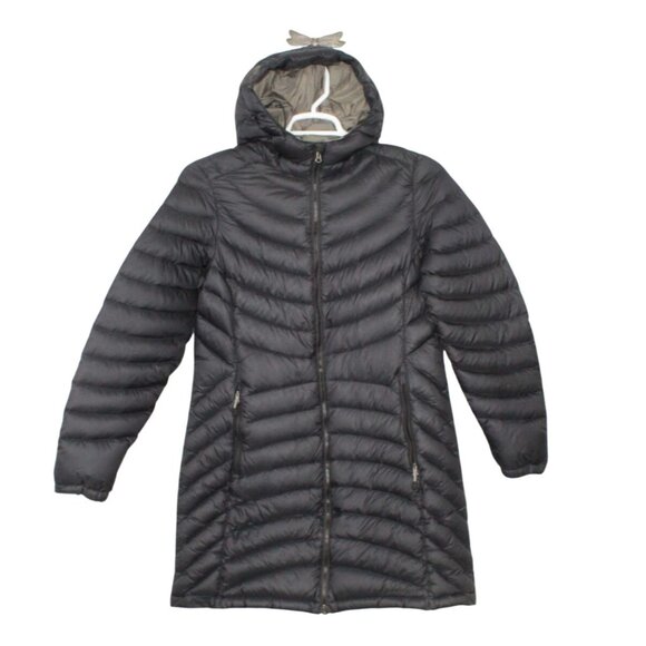 LL Bean Ultralight 850 Down Hooded Coat Three Quarter Length Black M - Picture 1 of 12